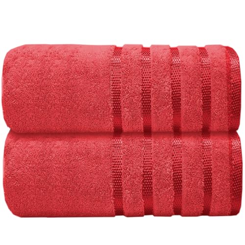 Casabella Deluxe 2 Piece Jumbo Bath sheet 90x180 cm 100% Cotton Extra Large Bath Towels Highly Absorbent Red Bath sheets Towels
