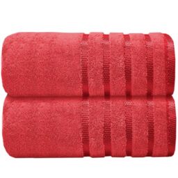 Casabella Deluxe 2 Piece Jumbo Bath sheet 90x180 cm 100% Cotton Extra Large Bath Towels Highly Absorbent Red Bath sheets Towels