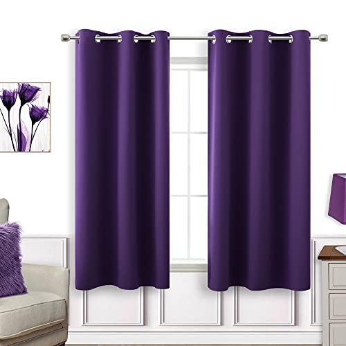 Dark Purple Grommet Insulated Thermal Room Darkening Blackout Curtains 42x54 Inch Length