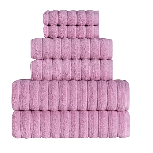 BERIBO Cloud Turkish Towels 100% Cotton - Set of 6-620gsm (Lavender Fog)