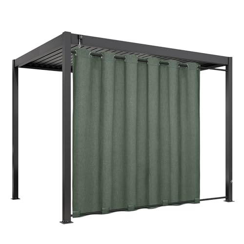 Easy-Going Linen Look Outdoor Curtains 110x108 inch, Sage Green - Waterproof Soft Thicken Outdoor Privacy Curtains for Patio, Gazebo, Grommet Top and Tab Bottom Drape, 1 panel