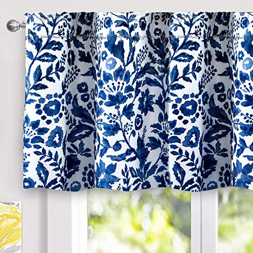 DriftAway Julia Lined Valance Double Layer Thermal Insulated Room Darkening Blackout Valances 3 Inch Rod Pocket Window Valance for Bathroom Living Room 52 Inch by 24 Inch Navy