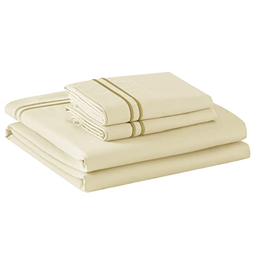 TOYABR Duvet Cover Set 3 Piece Bedding-60% cotton and 40% Tencel-2 Pillowcases +1 Duvet Cover-breathability & lightness(Champagne,135x200cm,50x75x1cm)
