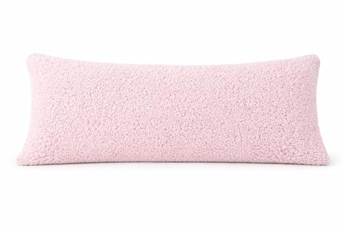 "Reafort Ultra Soft Sherpa Body Pillow Cover/Case with Zipper Closure 21""x54"" (Pink, 21""X54"" Pillow Cover)"