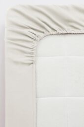Jotex Zack Satin Fitted Sheet Exclusive Satin from Organic Cotton GOTS Certified Fitted Sheet with Elastic Band - Beige, 90 x 200 cm