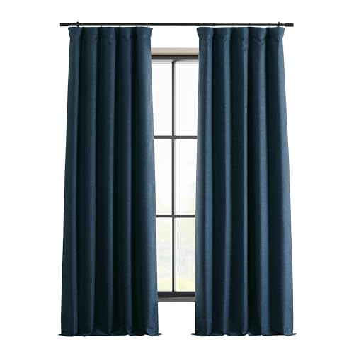 HPD Half Price Drapes Solid Thermal Insulated Blackout Curtains for Bedroom 50 X 108 Signature Linen Window Treatment Curtain (1 Panel), FLCH-FMBO20103-108, Voyager Blue