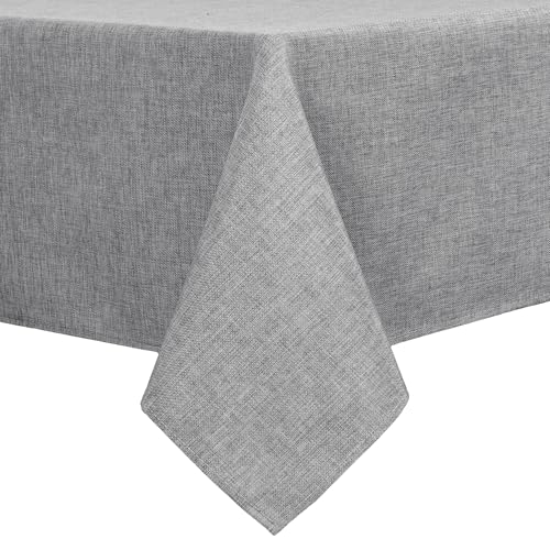Hiasan Faux Linen Rectangle Tablecloth - Wrinkle and Stain Resistant Washable Table Cloth for Kitchen Dining Room Holiday Table Cover for Party Dinner, Grey, 54 x 120 Inch