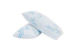 2 Pack Standard Size Rayon Derived from Bamboo Pillow for Sleeping, Cooling Shredded Memory Foam Adjustable Bed Pillow with Hypoallergenic, Removable/Washable Cover