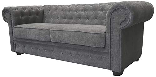 Sofas and More Chesterfield Style Corner Sofa Set 3+2 Seater Armchair Grey Fabric (3 Seater)