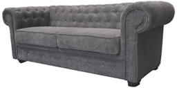 Sofas and More Chesterfield Style Corner Sofa Set 3+2 Seater Armchair Grey Fabric (3 Seater)