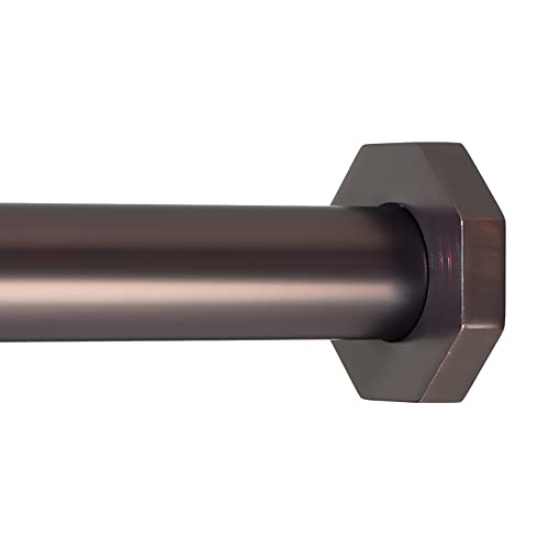 Ivilon Tension Curtain Rod - Hexagonal Spring Tension Rod for Windows or Shower, 16 to 24 Inch, ORB