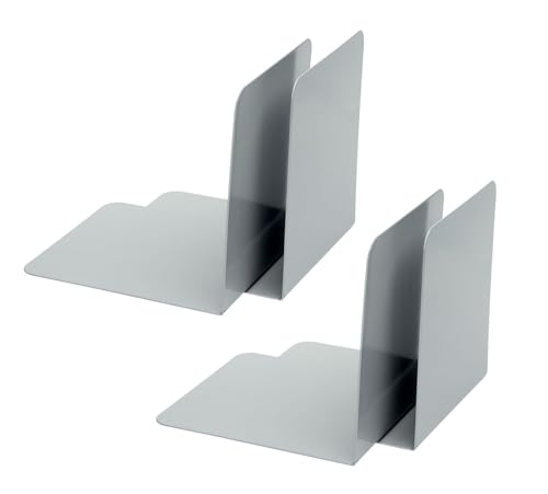 Alco-Albert 4302-10-4 Metal Bookends, Pack of 4, Grey, 14 x 14 x 12.5 cm, for School, Office and Home