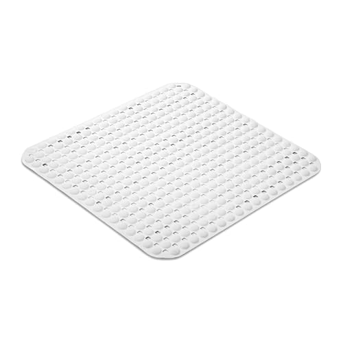 TATAY Non Slip Bath Mat - 50% Recycled Material - Strong Suction Cups & Comfortable Feel Durable - Soft Touch - 54x54 cm – White