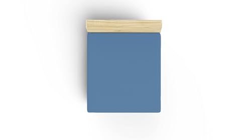 Premium Ranforce King Fitted Sheet (160 x 200 + 30 cm), 100% Cotton, 155 Thread Count, Blue, Soft, Durable, Machine Washable at 30 °C, Ideal for Cosy Bedrooms