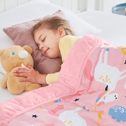 HOSUKKO Weighted Blanket - 2 lbs Cooling Pink Unicorn Heavy Blanket - Small Size Breathable Blanket for Hot Sleepers(36 * 48 inches, 2 lbs)