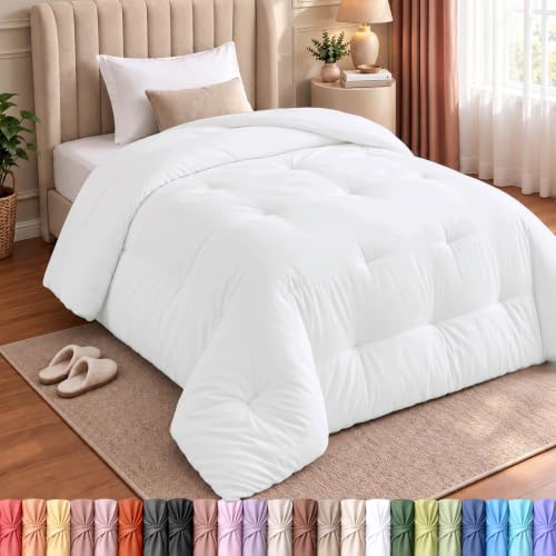 Utopia Bedding All Season Down Alternative Quilted Twin XL Comforter, Duvet Insert with Corner Tabs, Machine Washable, Bed Comforter (White)