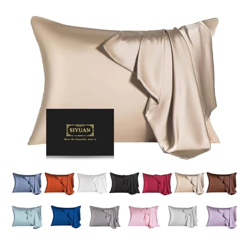 Mulberry Silk Pillowcase for Hair and Skin,Standard Size Cooling Silk Pillow Case with Hidden Zipper,Allergen Proof Dual Sides Soft Breathable Smooth Silk Pillow Cover for Women.