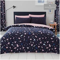 Gaveno Cavailia Terrazzo Luxurious Bed Set with Duvet Cover and Pillow Cases, Polyester-Cotton, King-Navy