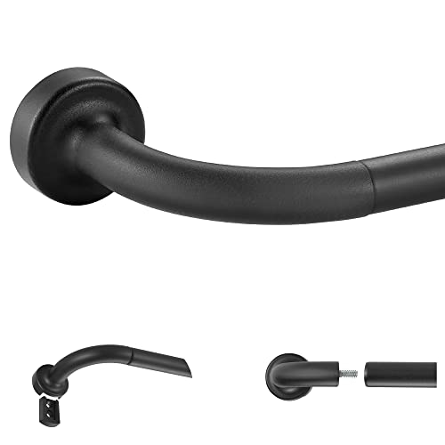 Matte Black Disc Curtain Rods, 28-48 Inches Window Curtain Rod,Adjustable Room Darkening Drapery Rod with Aluminum Finials and Brackets,Wrap Around Design