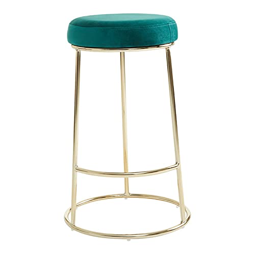 Premier Housewares Outdoor Bar Stool Green Velvet Kitchen Stools With Golden Base Tall Chair For Breakfast Bar/Outdoor Seating 35 x 68 x 35