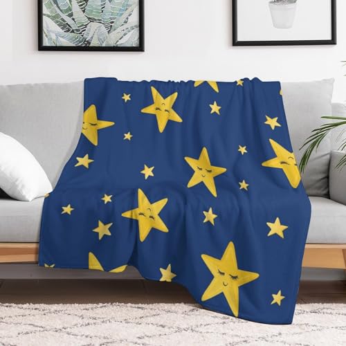 Star Blanket Throw Decor Gifts for Girl Teen Blue Soft Decorative Flannel Fleece Cozy Blankets for Bed,Sofa,Couch,Camping and Travel Warm Fuzzy Blankets???40''x 50''???