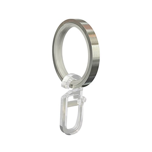 Deco Flair Earrings with Gleiteinlage and Folding Hook, Curtain Rings for 16/20 mm Diameter (Pack of 12) – Stainless Steel Effect Metal Curtain Pole/Poles 33/24 mm