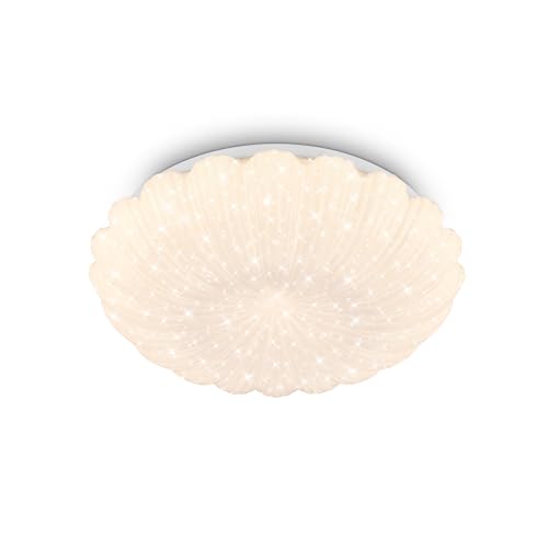 BRILONER - LED Ceiling Light with Starry Sky Effect, Warm White 3000K, Wavy Edge Design, Ceiling Lights Living Room, LED Lights for Bedroom, Kitchen Light, 28.5 x 7.5 cm, White
