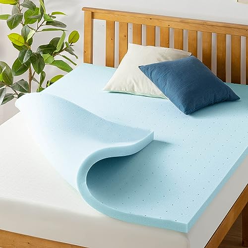 Best Price Mattress 1.5 Inch Ventilated Memory Foam Topper, Mattress Pad with Cooling Gel Infusion, CertiPUR-US Certified, Twin