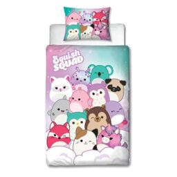 Squishmallows Officially Licensed Bright Design Single Duvet Cover Set - Reversible 2 Sided Squish Squad Bedding Including Matching Pillow Case - Perfect For Kids Bedroom - Polycotton
