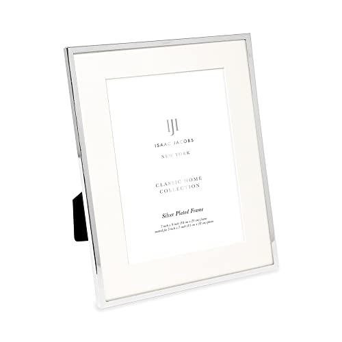 Isaac Jacobs 7x9 (Matted 5x7) Silver Metal Picture Frame, Classic Metal Photo Frame Made For Tabletop & Hanging Display, Home and Office Décor, Photo Gallery and Wall Art (7x9 (Matted 5x7), Silver)