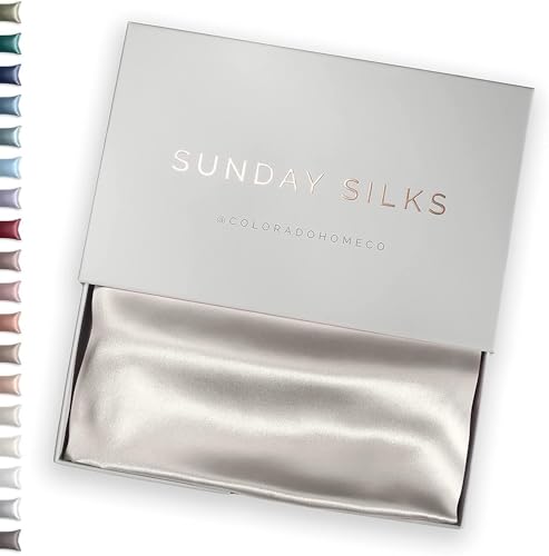SUNDAYSILKS??? 100% Mulberry Silk Pillowcase, Silk Pillow Cases for Hair & Skin, Superior to Satin Pillowcase, with Zipper, Standard, Queen, King Sizes, Anti-Wrinkle, Cooling, Non-Slip Silk Pillowcases