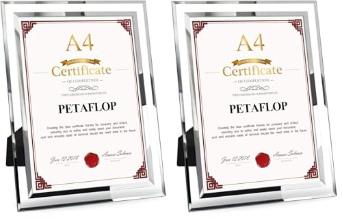 PETAFLOP A4 Photo Frame Glass Certificate Frame Document Frame Diploma Graduation (Pack of 2)