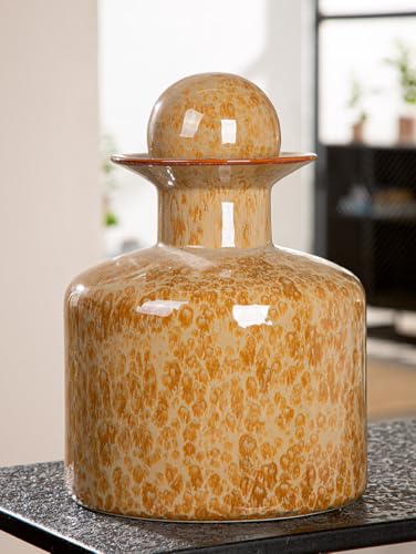 GILDE Mora Ceramic Lid Vase, Brown, 29 cm Height, 21 cm Diameter, Decorative Vase
