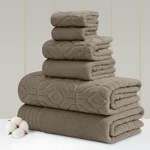 Amrapur Overseas 6-Piece Yarn Dyed Diamond Gate Jacquard Towel Set Taupe
