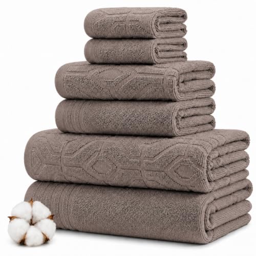 Amrapur Overseas 6-Piece Yarn Dyed Diamond Gate Jacquard Towel Set Taupe