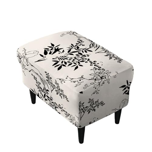 Eco-Ancheng Chair Cover Stretch Ottoman Cover Rectangular Storage Ottoman Slipcover Footrest Stool Covers Ottoman Slipcovers for Foot Stool with Nonslip Elastic Bottom,01 L