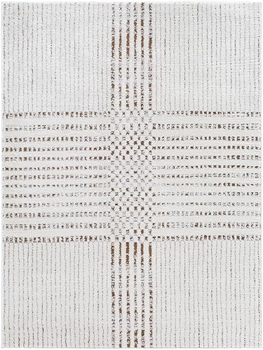 Livabliss x Galey Alix Shaggy Rug - Modern Runner Rugs Living Room, Hallway 80x220 cm, Soft Shaggy Rugs for Bedroom - Neutral Boho Fluffy Rug, Easy Care Plush Thick Pile - Ivory, Dark Brown