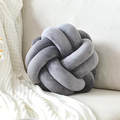 VBGYA Knot Pillow Ball, Soft Home Decorative Throw Pillows Cushion, Round Changeability Knotted Pillows, Modern Home Handmade Cushions for Bedroom, Sofa, Couch (8 Inch, Dark Gray)
