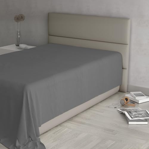 MAX COLOR Top Sheet, 100% Cotton, Plain, Dark Grey, Single 150 x 300 cm