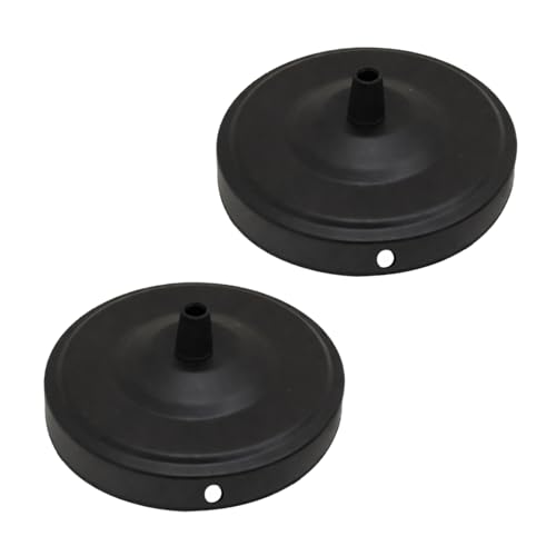LEDSone 2 Pack Single Point Black Ceiling Light Fitting Plate for Vintage Pendent Lights, 108mm Metal Antique Side Fitting Ceiling Rose with Accessories for Hanging Ceiling and Wall Lamp.