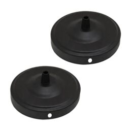 LEDSone 2 Pack Single Point Black Ceiling Light Fitting Plate for Vintage Pendent Lights, 108mm Metal Antique Side Fitting Ceiling Rose with Accessories for Hanging Ceiling and Wall Lamp.