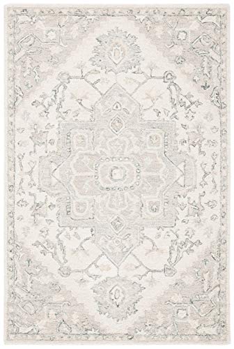 Safavieh Traditional Rug for Living Room, Dining Room, Bedroom - Micro-Loop Collection, Short Pile, in Ivory and Beige, 60 x 110 cm