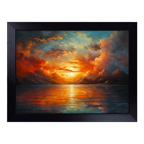 Lap Tray with Bean Bag Cushion, Sunrise Photograph 8K - Handmade in the UK, Raised Wooden Edge, Padded Cushion, Heat-Resistant Wipe-Clean Surface, for Meals, Laptops and Crafts