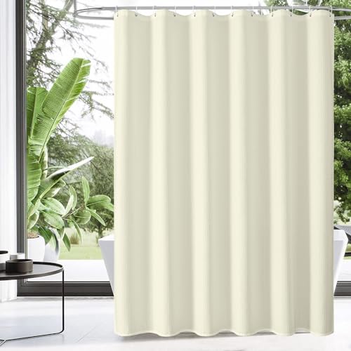 MitoVilla Ivory Modern Shower Curtain Set, Cream Fabric Shower Curtains for Luxury Bathroom Decor, Neutral Beige Hotel Cloth Shower Curtain, Beige/Cream, 72 x 72