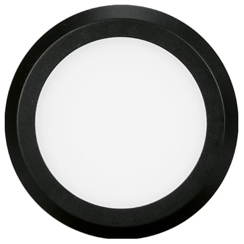 4lite Hampton Round Display Cabinet Lights (Black) Pack of 1 Warm White 110lm Under Shelf Light Includes Plug - 4L1/1301/3