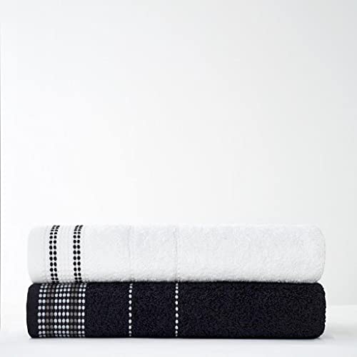 GC GAVENO CAVAILIA 2 Piece 100% Cotton Dalby Bath Sheet Set, Ultra Soft Absorbent Luxury 550 GSM Bathroom Towel, Black