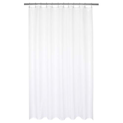 Barossa Design Waterproof Extra Long Shower Curtain or Liner 72 x 84 Inches, Hotel Quality, Machine Washable, White, 72 x 84 cm