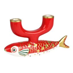 Talking Tables Koi Fish Candle Holder – Red & Gold Double Taper Candle Holder for Weddings, Home Decor, Table Centrepiece, Unique Gift – 17.5cm x 23.5cm