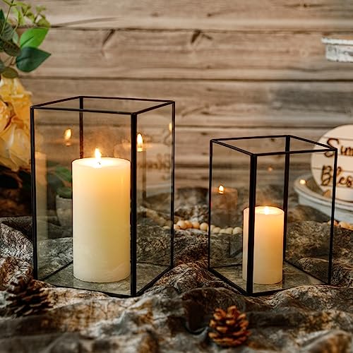 AGLARY Square Glass Taper Candle Holders - Set Of 2 For Dining Table, Wedding & Party Decor 3 thumbnail image