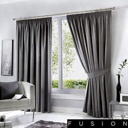 "Fusion Charcoal Grey Pencil Pleat Curtains W66 x L54"" (168x137cm) – Thermal Blackout Drapes – Dark Grey Panels for Bedroom, Living Room & Door – Soft Window Treatment – Sorbonne Collection"